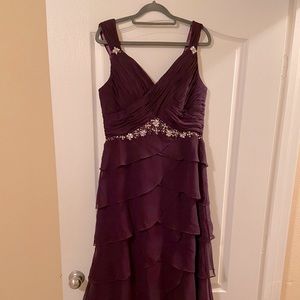 Eggplant floor length dress with crystal beading
